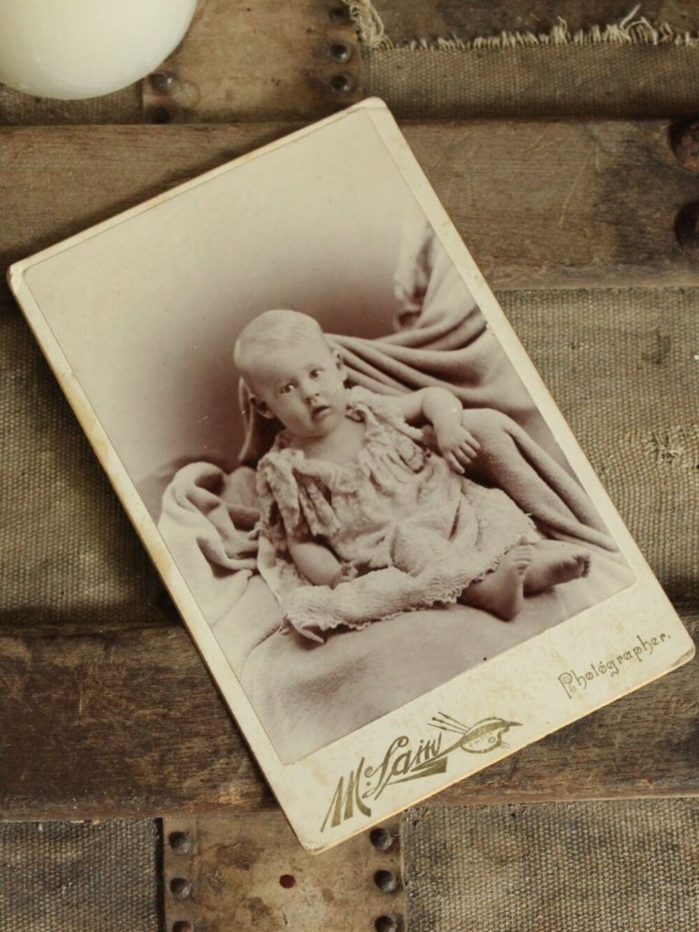 Vintage 1900s Photo, Baby Edwardian Photograph, Black And White Sepia Portrait,